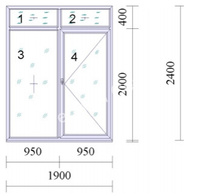 Окно ПВХ REHAU Grazio 1900x2400 мм, двухстворчатое поворотное