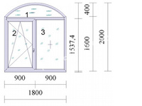 Окно ПВХ REHAU Grazio 1800x2000 мм, двухстворчатое