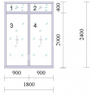 Окно ПВХ REHAU Grazio 1800х2400 мм, двухстворчатое