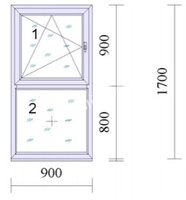 Окно ПВХ REHAU Grazio 900х1700 мм, двухстворчатое створка поворотно-окидная