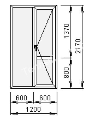 Дверь балконная REHAU 60 Blitz New 1200х2170