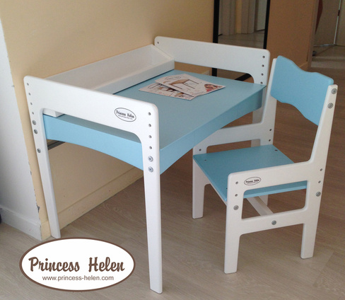 Комплект растущей детской мебели Kiddy Fox стол и стул эмаль голубой