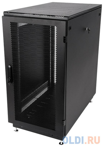 Шкаф телекоммуникационный напольный 27U (600x1000) дверь перфорированная 2 шт., 3 места, цвет чёрный ШТК-М-27.6.10-44АА-