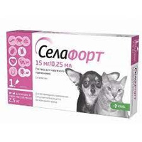 Капли Селафорт для кошек и собак 15 мг до 2,5 кг 1 пип