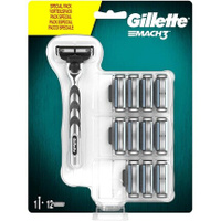 Мужская бритва Mach3 со смазанными полосками и 12 сменными лезвиями, Gillette