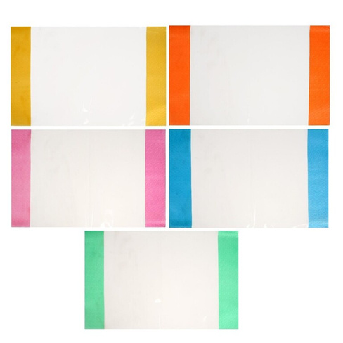 Набор обложек для тетрадей и дневников, 5 штук - 5 цветов, 355 х 230 мм, плотность 110 мкр, прозрачная, клапан цветной C