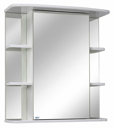 Шкаф-зеркало Родос 60, полочки по бокам без подсветки, белое LINDIS