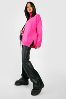 Трикотажный свитер с водолазкой Boohoo, розовый