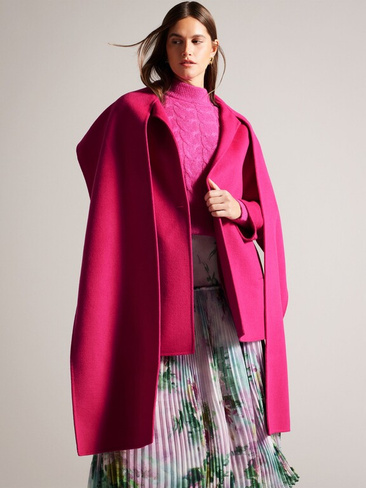 Короткое пальто Skylorr с шарфом Ted Baker, ярко-розовый