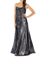 Платье-бандо с металлической драпировкой Rene Ruiz Collection, цвет Pewter