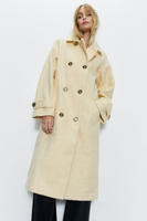 Двубортное шерстяное пальто мелового цвета Warehouse, желтый