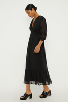 Черное шифоновое платье миди с присборенной талией Dobby Dorothy Perkins, черный