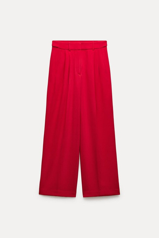 Мужские брюки с выстранами и петлями на пояс ZARA, ярко-красный