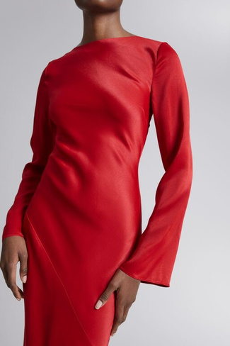 Атласное платье миди H&M, красный