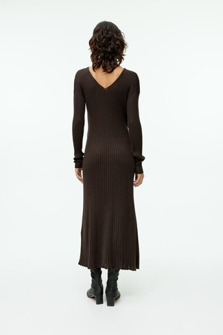 Платье в рубчик с запахом H&M, коричневый