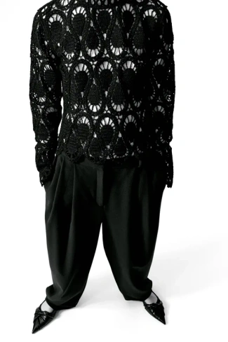 Саржевые брюки зауженного кроя H&M, черный