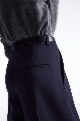 Элегантные шерстяные брюки с широкими ногинами H&M, синий