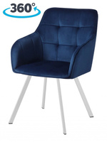 Кресло поворотное Мони, Confetti blue/белый