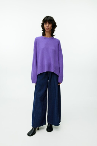 Повседневный кашемировый свитер H&M, фиолетовый