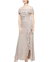 Платье Alex Evenings Long Sequins Lace, цвет Buff