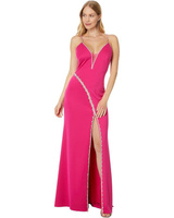 Платье Betsy & Adam Long Jersey Spaghetti Strap Rhinestone, розовый