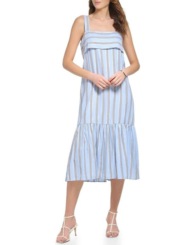 Платье DKNY Sleeveless Lurex Stripe, синий