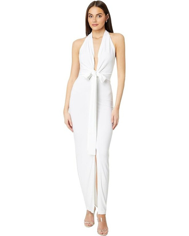 Платье Norma Kamali Tie Front Halter Gown, белый