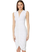 Платье Norma Kamali Sleeveless Deep V Neck Shirred Front To Knee, белый