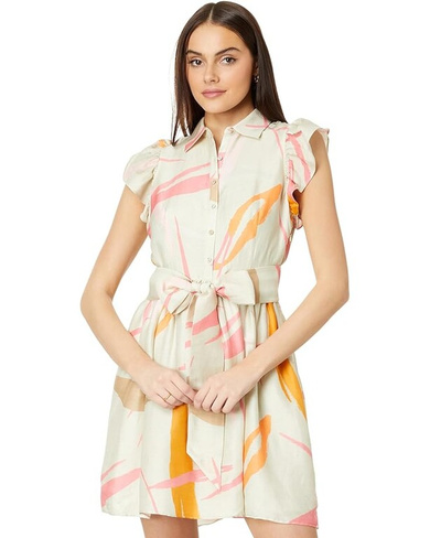 Платье Vineyard Vines Flutter Sleeve Pintuck, цвет Tropical Abstract- Stone