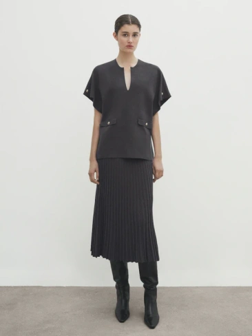 Плиссированная трикотажная юбка Massimo Dutti, серый