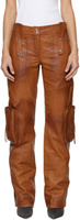 Коричневые кожаные брюки с карманами-книгой Blumarine