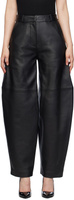 Черные кожаные брюки с фигурным швом Co