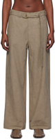 Серо-коричневые брюки с поясом Lauren Manoogian