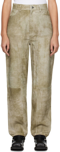 Серо-коричневые кожаные брюки свободного кроя Remain Birger Christensen