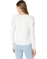 Топ 1.STATE Ribbed Puff Long Sleeve Front Tie Top, цвет Ultra White