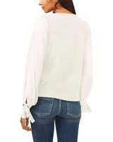 Свитер CeCe Long Sleeve Mix Media Sweater w/ Chiffon Sleeve, цвет Antique White