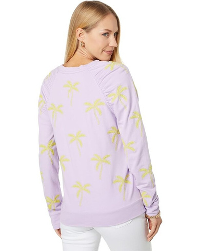 Толстовка Lilly Pulitzer Aldean Sweatshirt, цвет Purple Iris Skinny Palm Embroidery