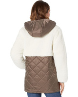 Куртка Sanctuary Hooded Sherpa Quilted Mix Media Jacket, цвет Mushroom