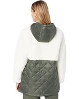 Куртка Sanctuary Hooded Sherpa Quilted Mix Media Jacket, оливковый