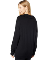 Толстовка Mod-o-doc Rayon Spandex Fleece Long Sleeve Split Collar Neck Sweatshirt, черный