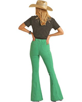 Джинсы Rock and Roll Cowgirl High-Rise Bargain Bell with Hem Slit Pull-On Flare in Kelly Green RRWD6PRZUC, цвет Kelly Gr