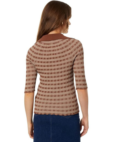 Свитер Rosetta Getty Striped Polo Sweater, цвет Toffee/Beige