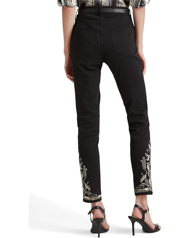 Джинсы LAUREN Ralph Lauren Embroidered High-Rise Skinny Ankle Jeans in Black Wash, цвет Black Wash