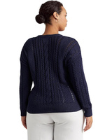 Свитер LAUREN Ralph Lauren Plus Size Aran-Knit Cotton Sweater, цвет French Navy