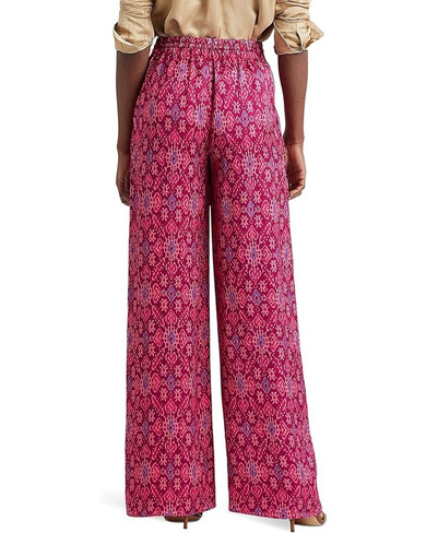 Брюки LAUREN Ralph Lauren Petite Geo-Print Satin Shantung Wide-Leg Pants, цвет Fuchsia Multi