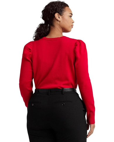 Свитер LAUREN Ralph Lauren Plus-Size Cotton-Blend Puff-Sleeve Sweater, цвет Martin Red