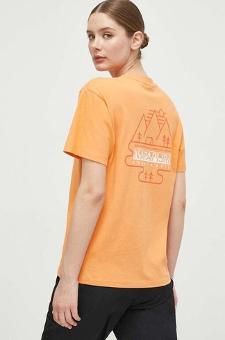 Хлопковая футболка Napapijri, оранжевый