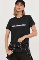 Хлопковая футболка 225W1701 Karl Lagerfeld, черный