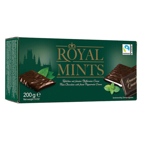 Шоколад порционный HALLOREN Royal Mints с мятной начинкой 200 г картонная коробка 40659