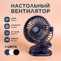 Вентилятор настольный, портативный бесшумный мини вентилятор на прищепке ТехнологииПро